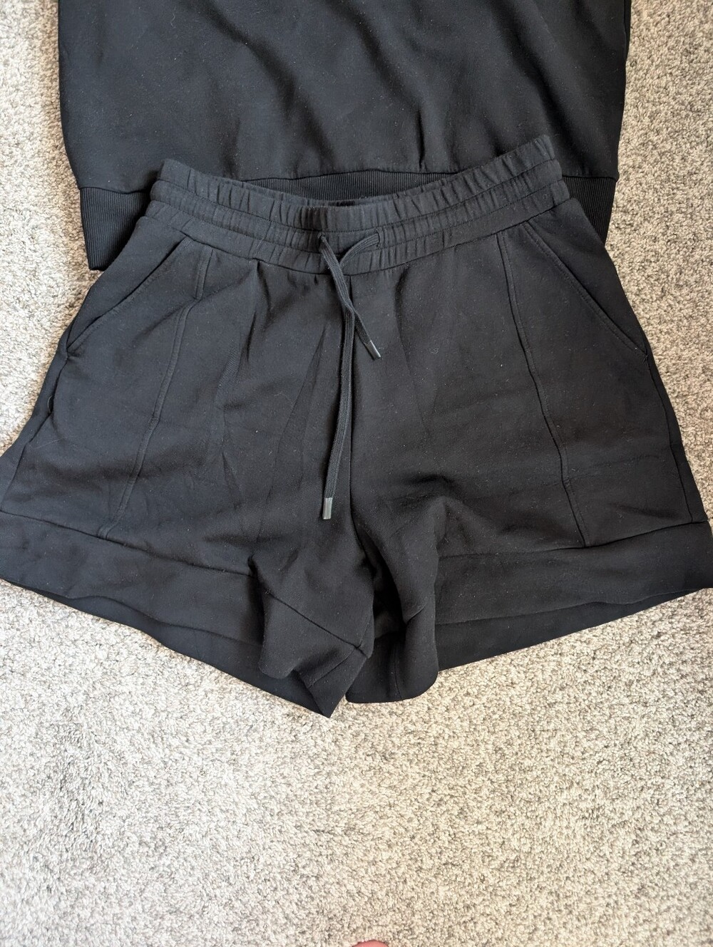 Varley Set- Black Short Sleeve Quarter-Zip Top & Drawstring Shorts Set - Picture 2 of 7